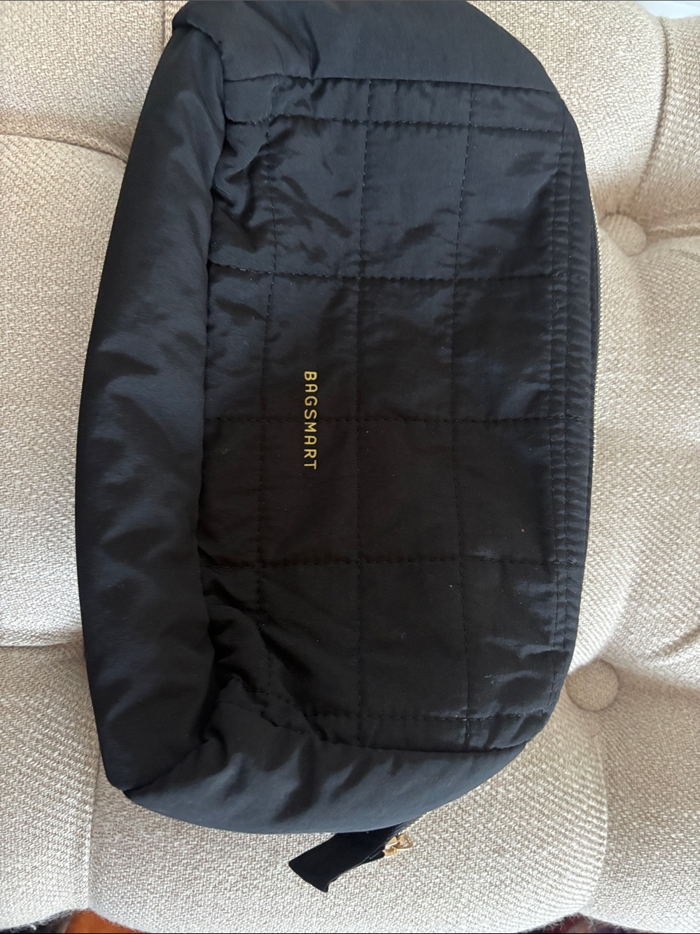 BAGSMART Large Black Quilted Cosmetic Pouch
